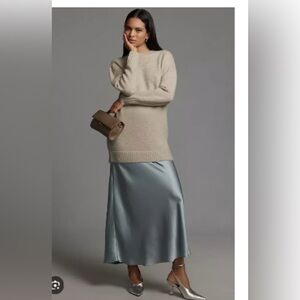 Anthropologie Beige Sweater and Blue Maxi Dress